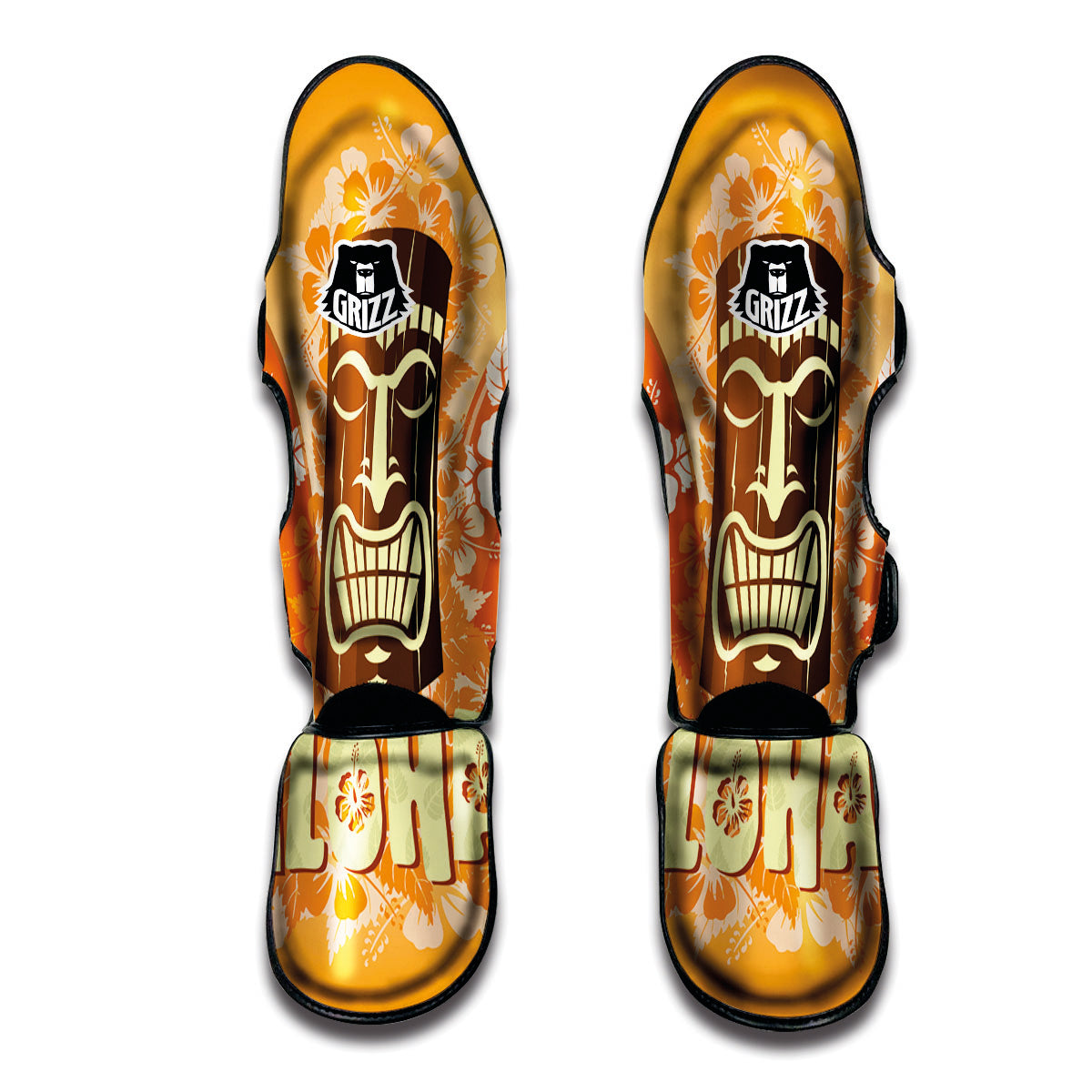 Tiki Aloha Print Muay Thai Shin Guards-grizzshop