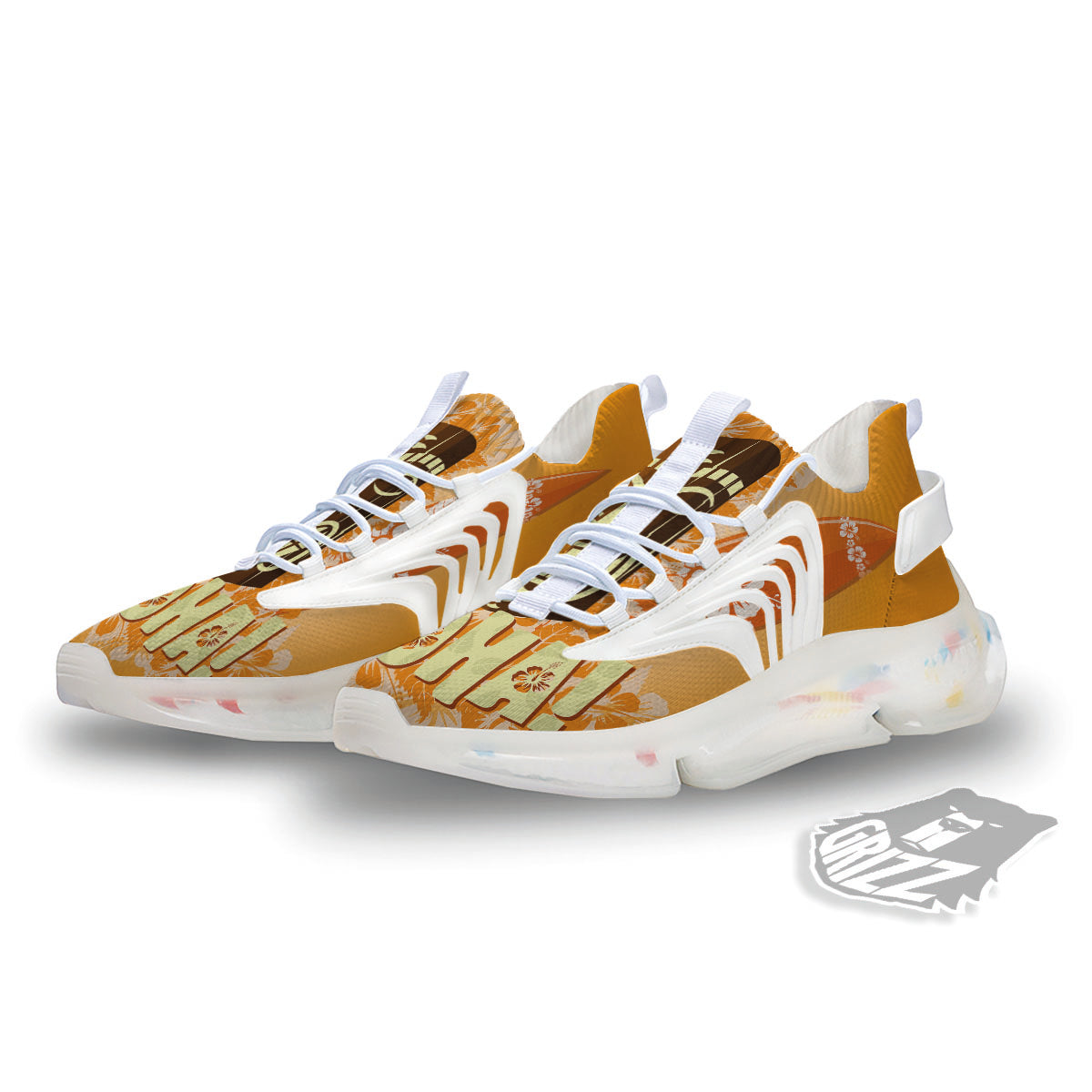 Tiki Aloha Print White Gym Shoes-grizzshop