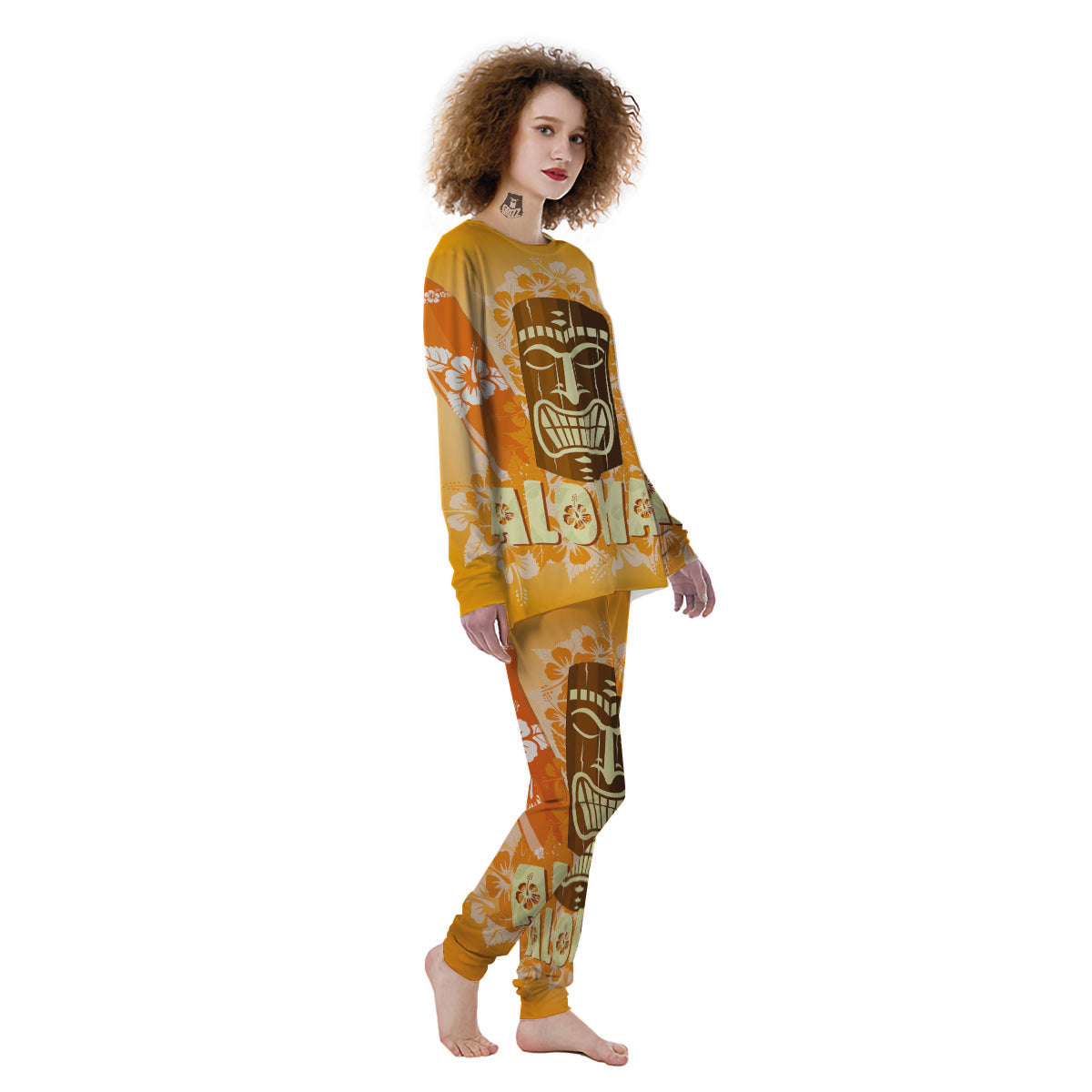 Tiki Aloha Print Women's Pajamas-grizzshop