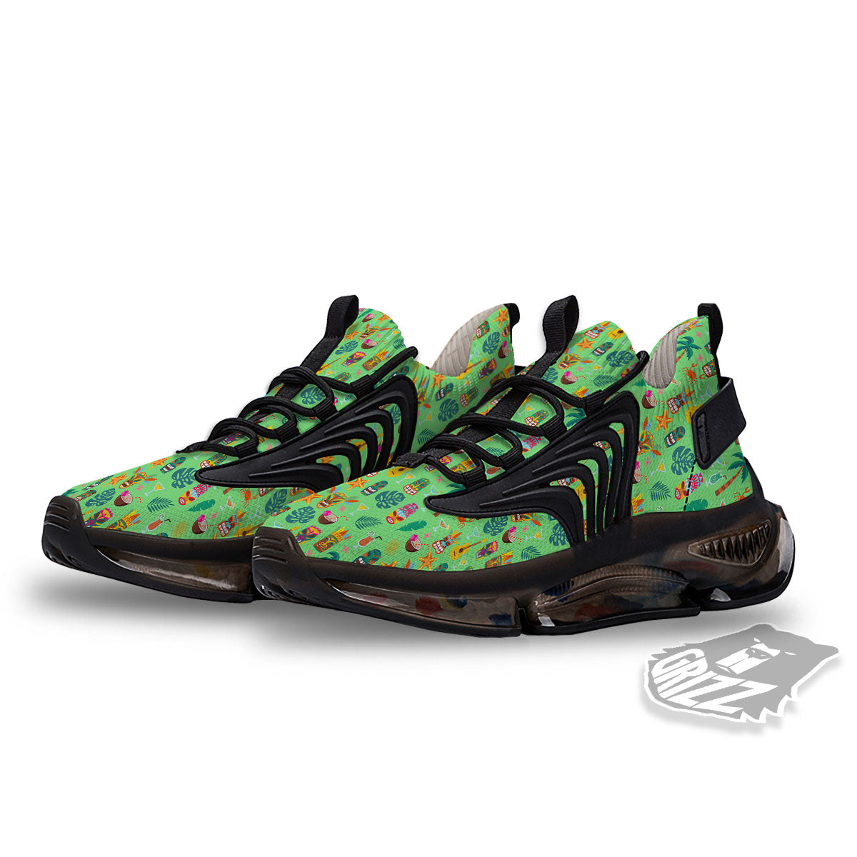 Tiki Colorful Print Pattern Black Gym Shoes-grizzshop