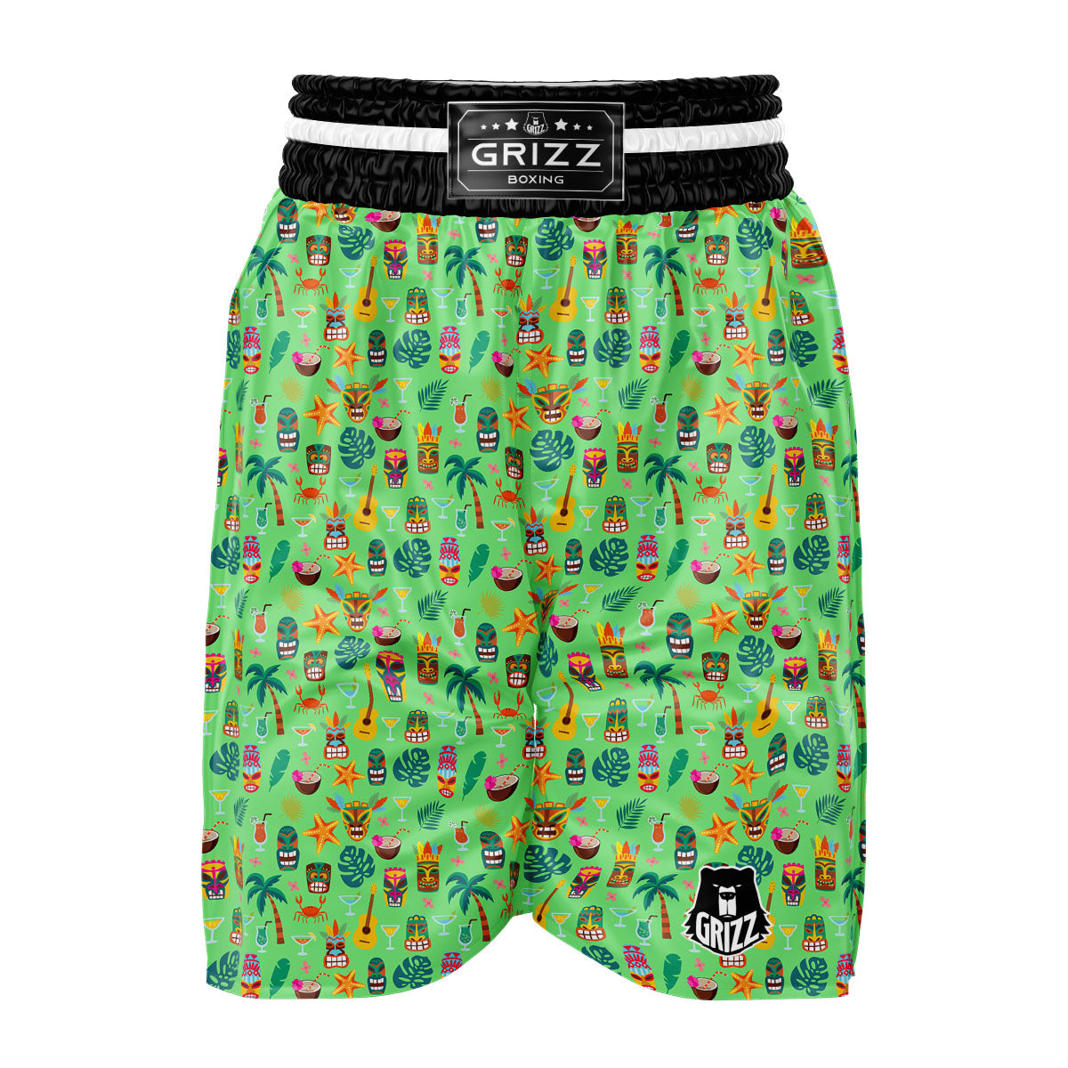 Tiki Colorful Print Pattern Boxing Shorts-grizzshop