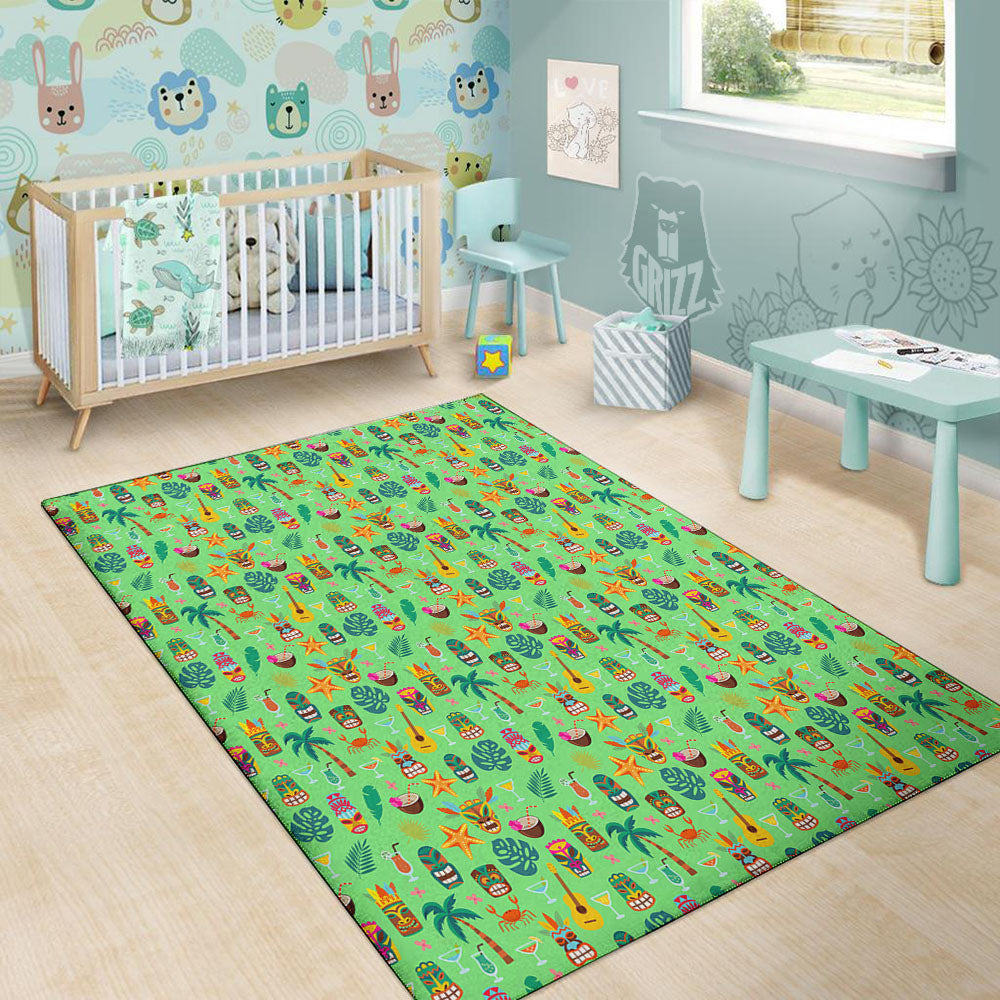 Tiki Colorful Print Pattern Floor Mat-grizzshop
