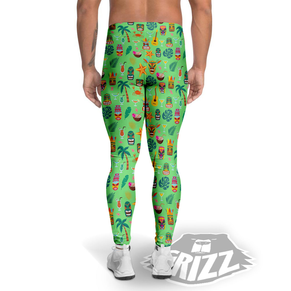 Tiki Colorful Print Pattern Men's Leggings-grizzshop