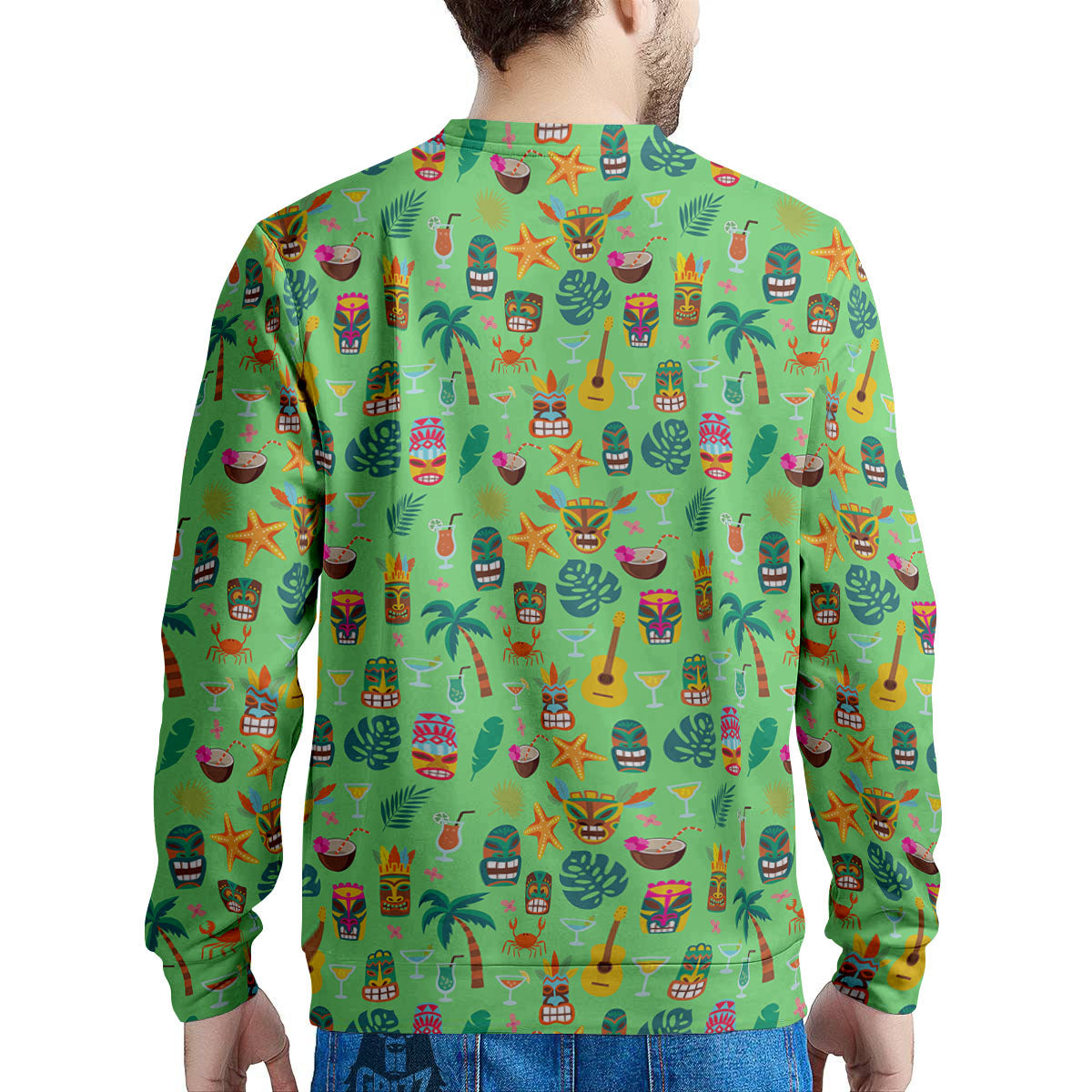 Tiki Colorful Print Pattern Men's Sweatshirt-grizzshop