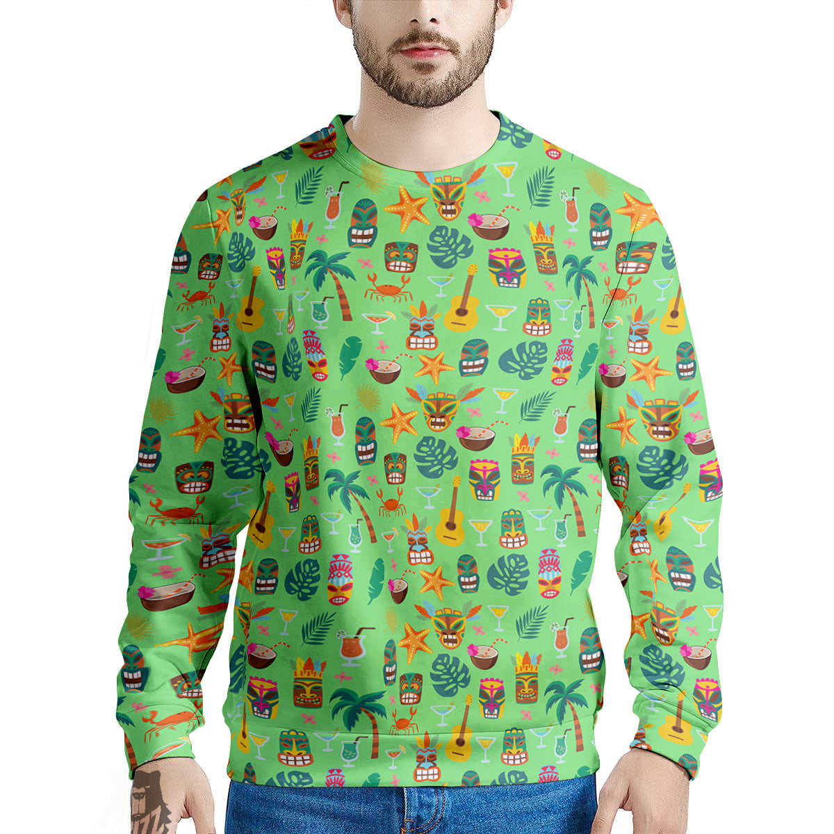 Tiki Colorful Print Pattern Men's Sweatshirt-grizzshop