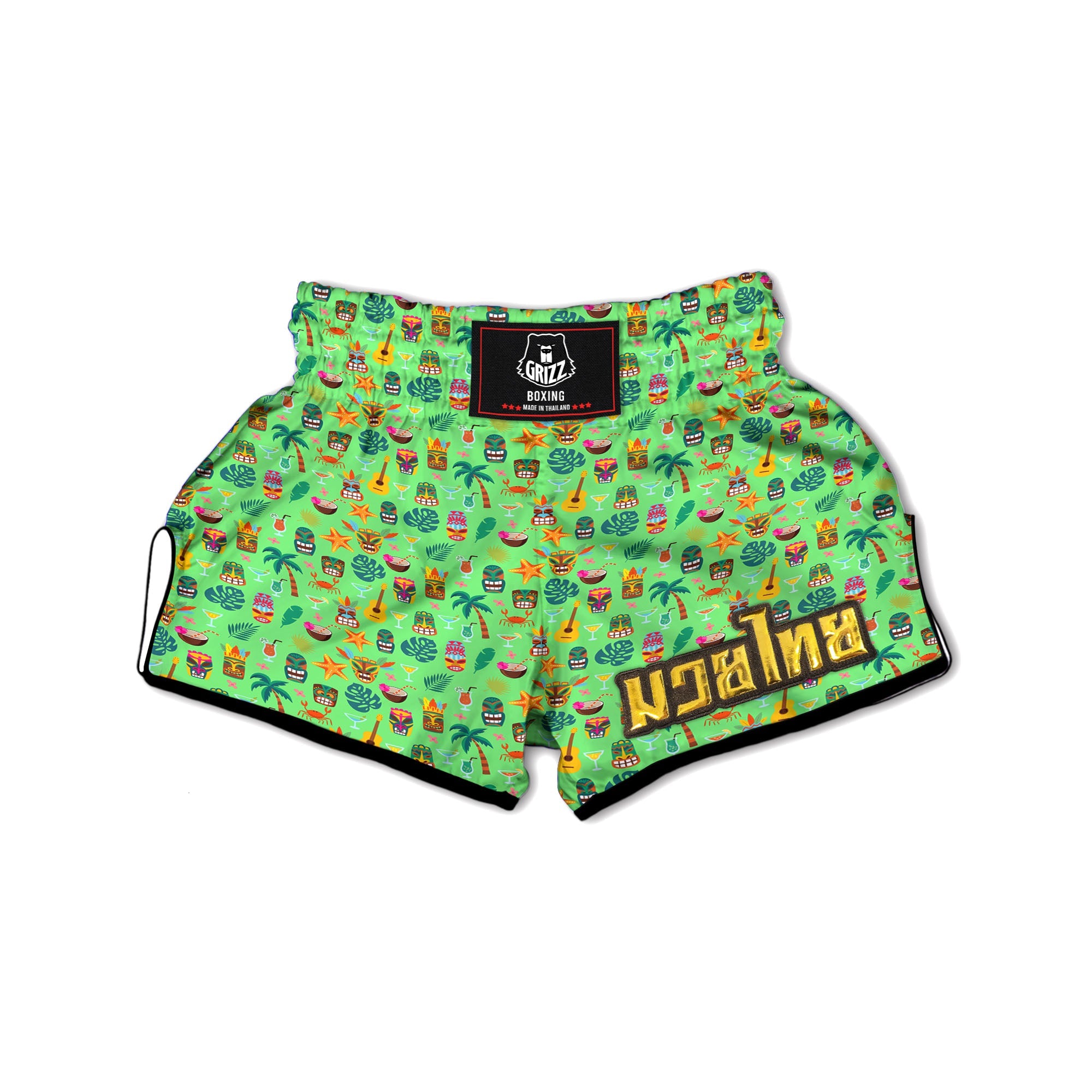 Tiki Colorful Print Pattern Muay Thai Boxing Shorts-grizzshop