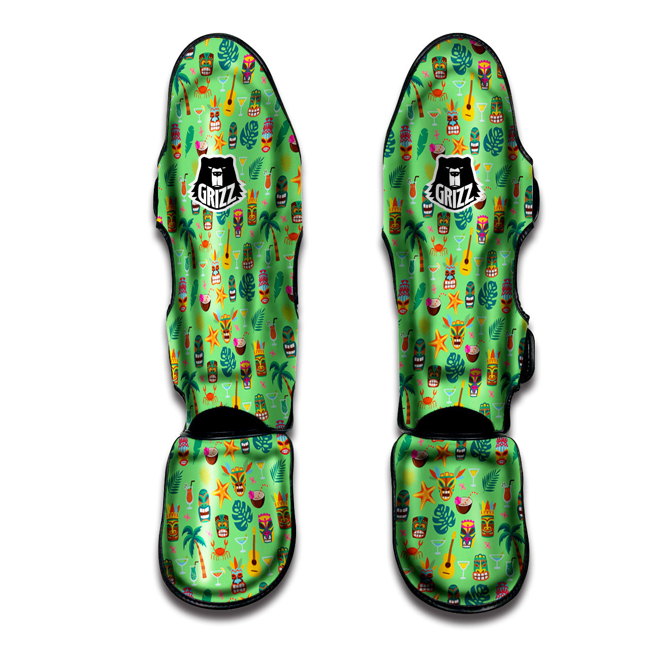Tiki Colorful Print Pattern Muay Thai Shin Guards-grizzshop
