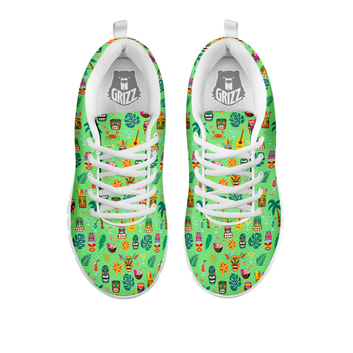 Tiki Colorful Print Pattern White Sneaker-grizzshop