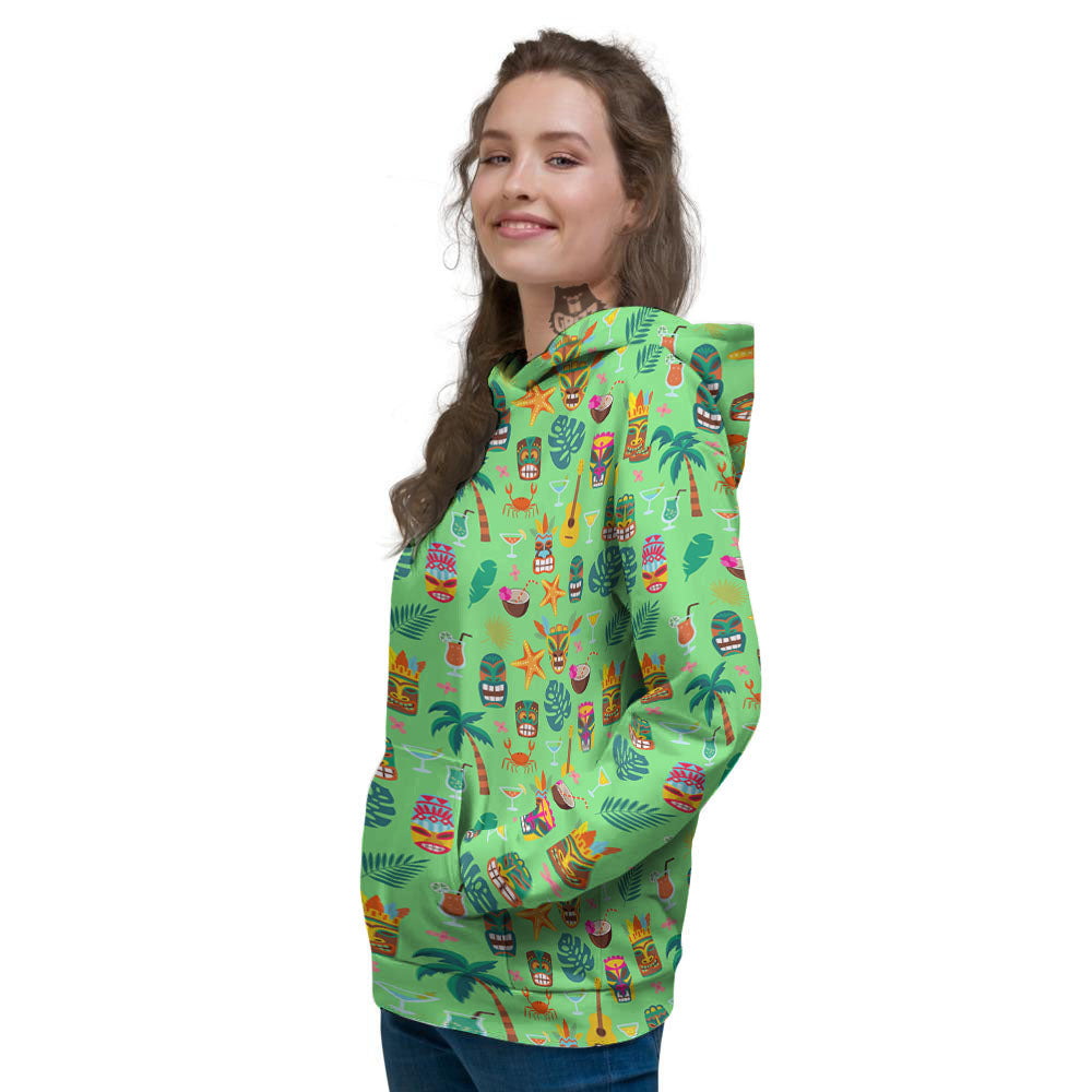 Tiki Colorful Print Pattern Women's Hoodie-grizzshop