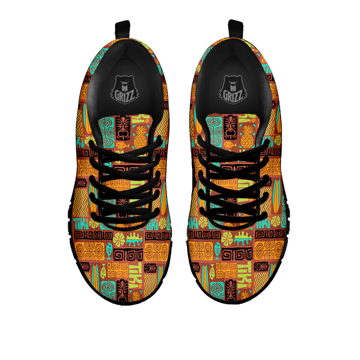Tiki Ethnic Print Pattern Black Sneaker-grizzshop