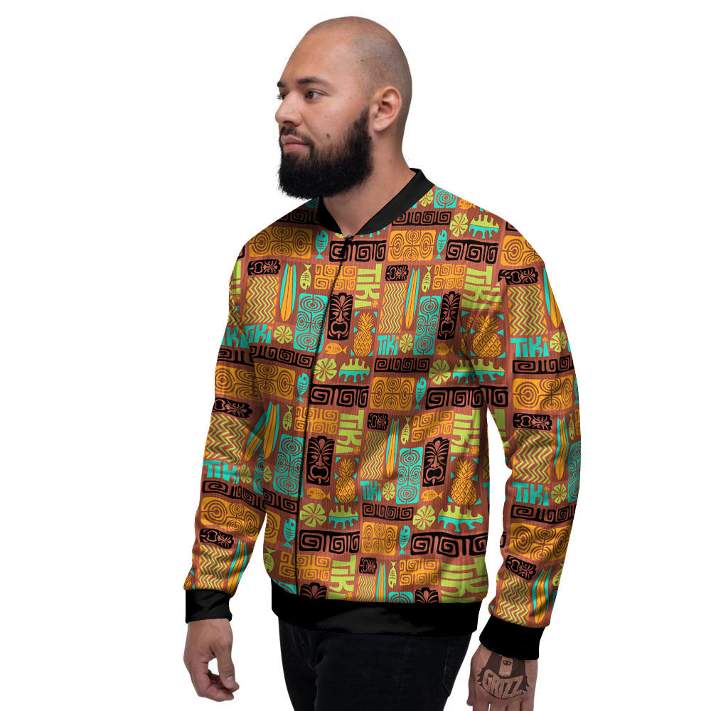 Tiki Ethnic Print Pattern Men's Bomber Jacket-grizzshop