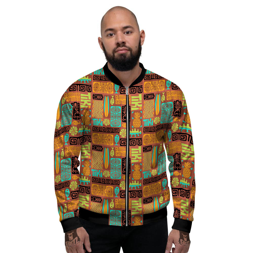 Tiki Ethnic Print Pattern Men's Bomber Jacket-grizzshop