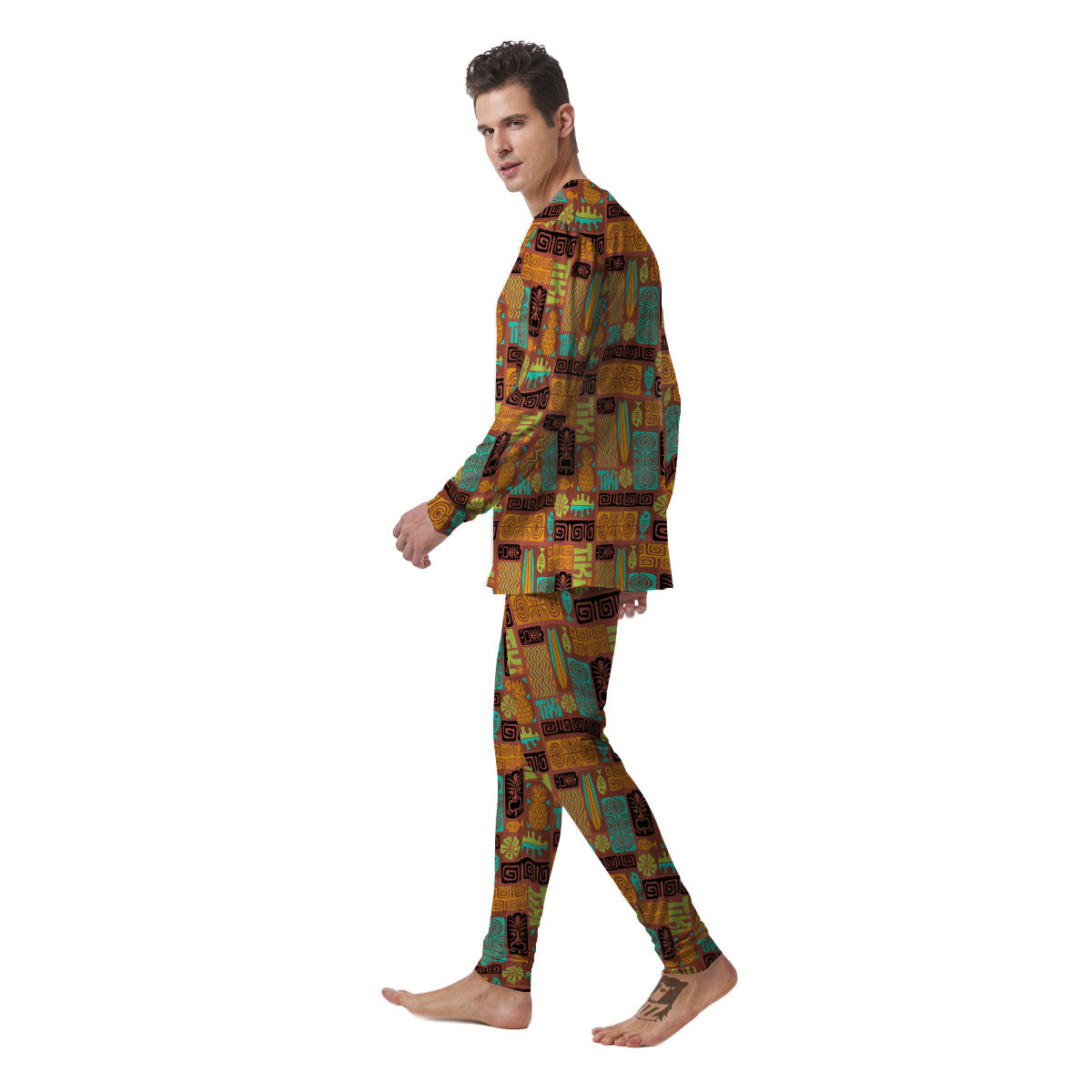 Tiki Ethnic Print Pattern Men's Pajamas-grizzshop