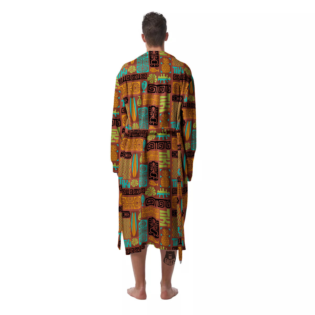 Tiki Ethnic Print Pattern Men's Robe-grizzshop