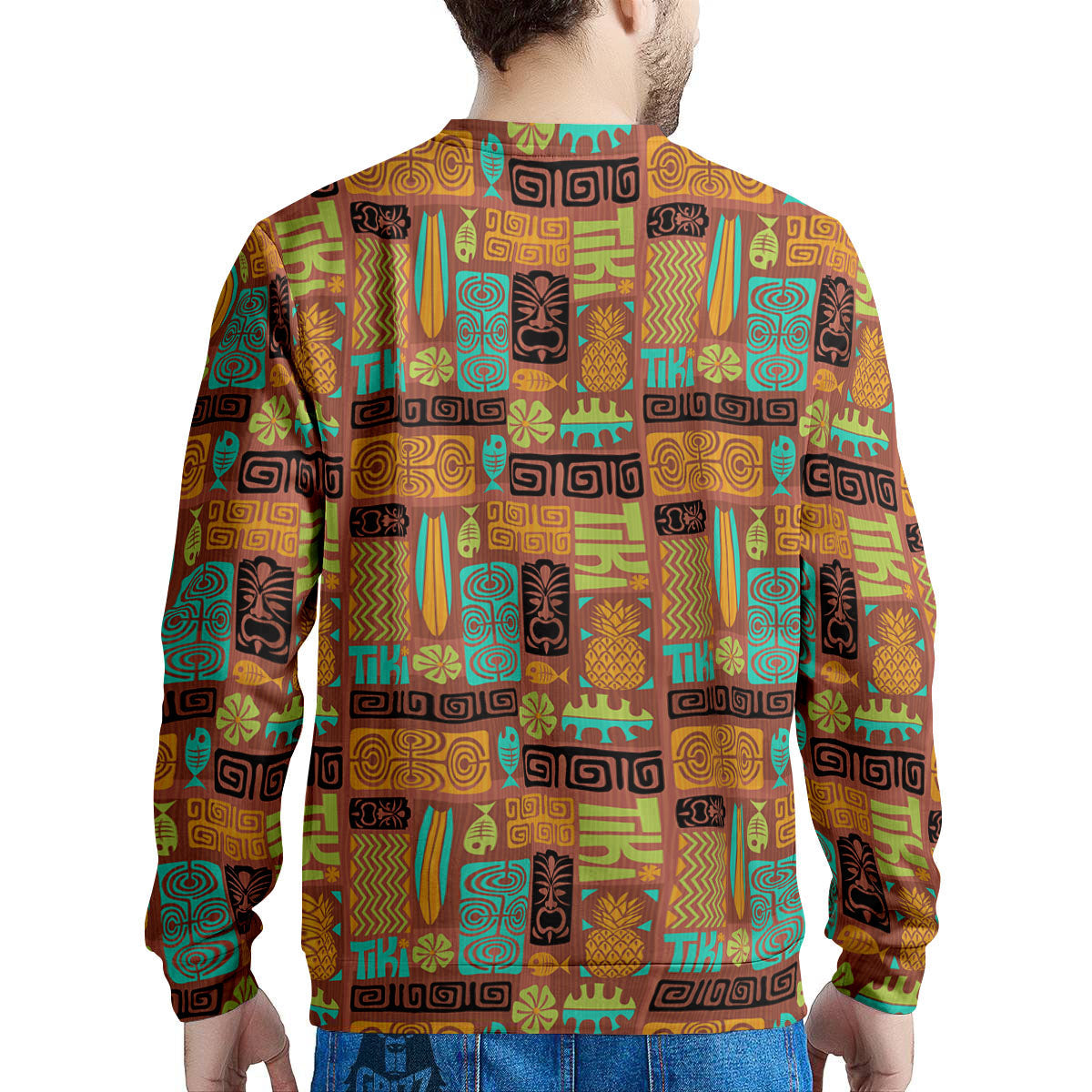Tiki Ethnic Print Pattern Men's Sweatshirt-grizzshop