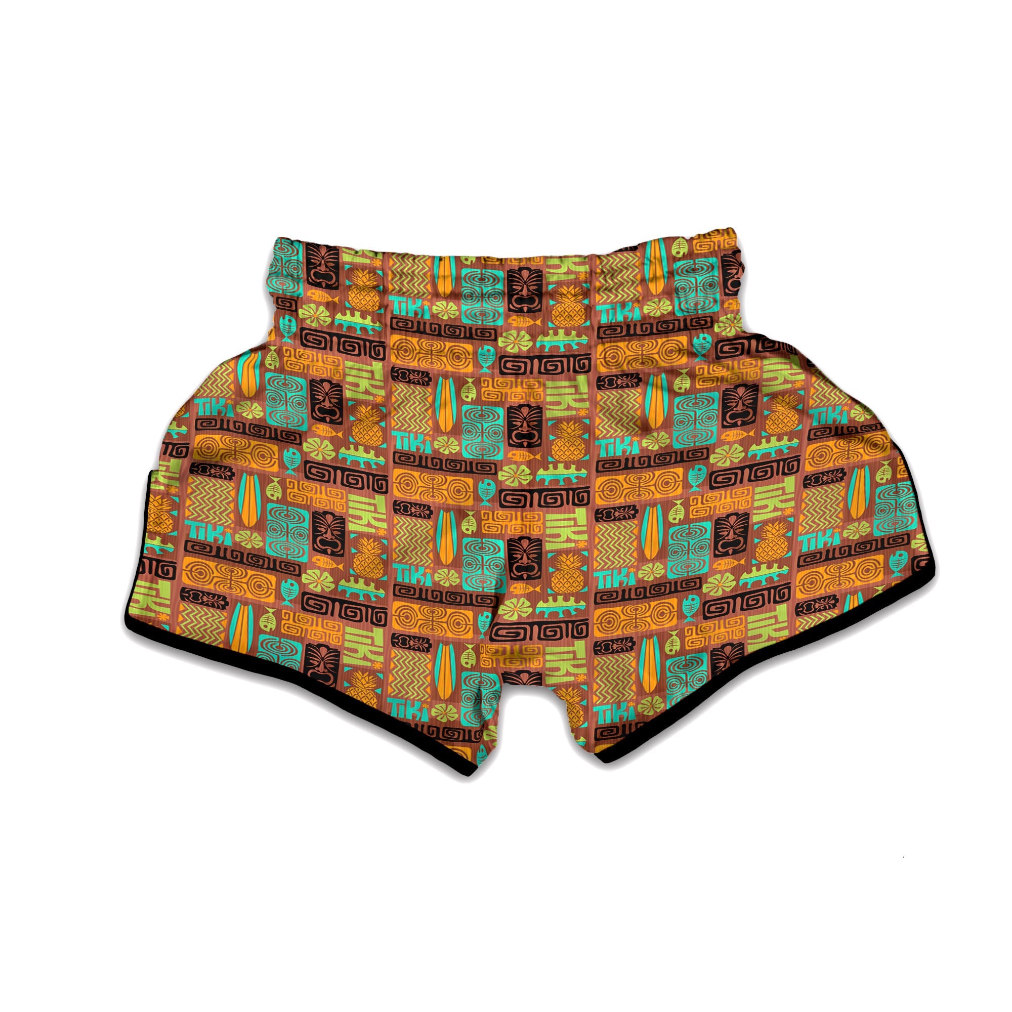 Tiki Ethnic Print Pattern Muay Thai Boxing Shorts-grizzshop