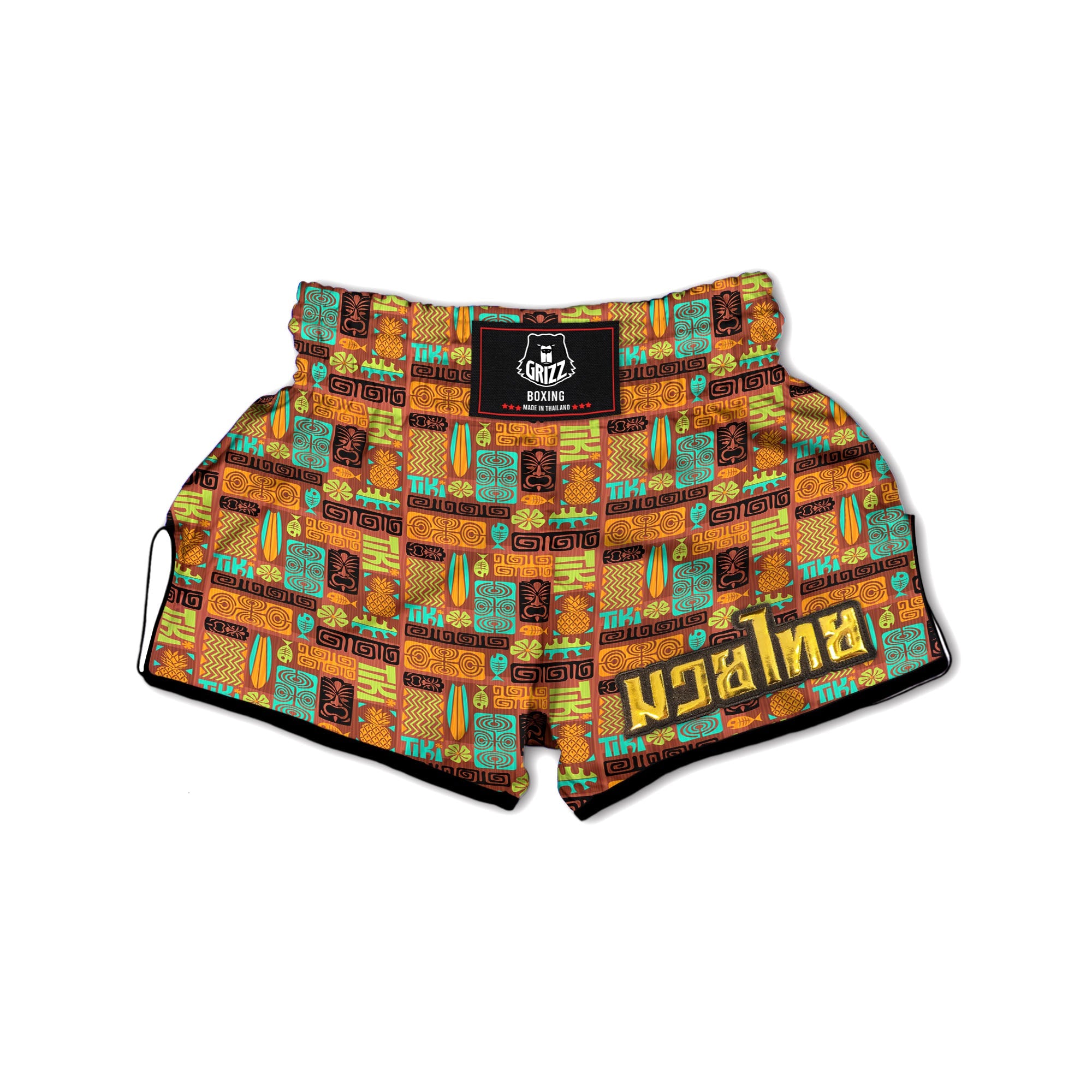 Tiki Ethnic Print Pattern Muay Thai Boxing Shorts-grizzshop