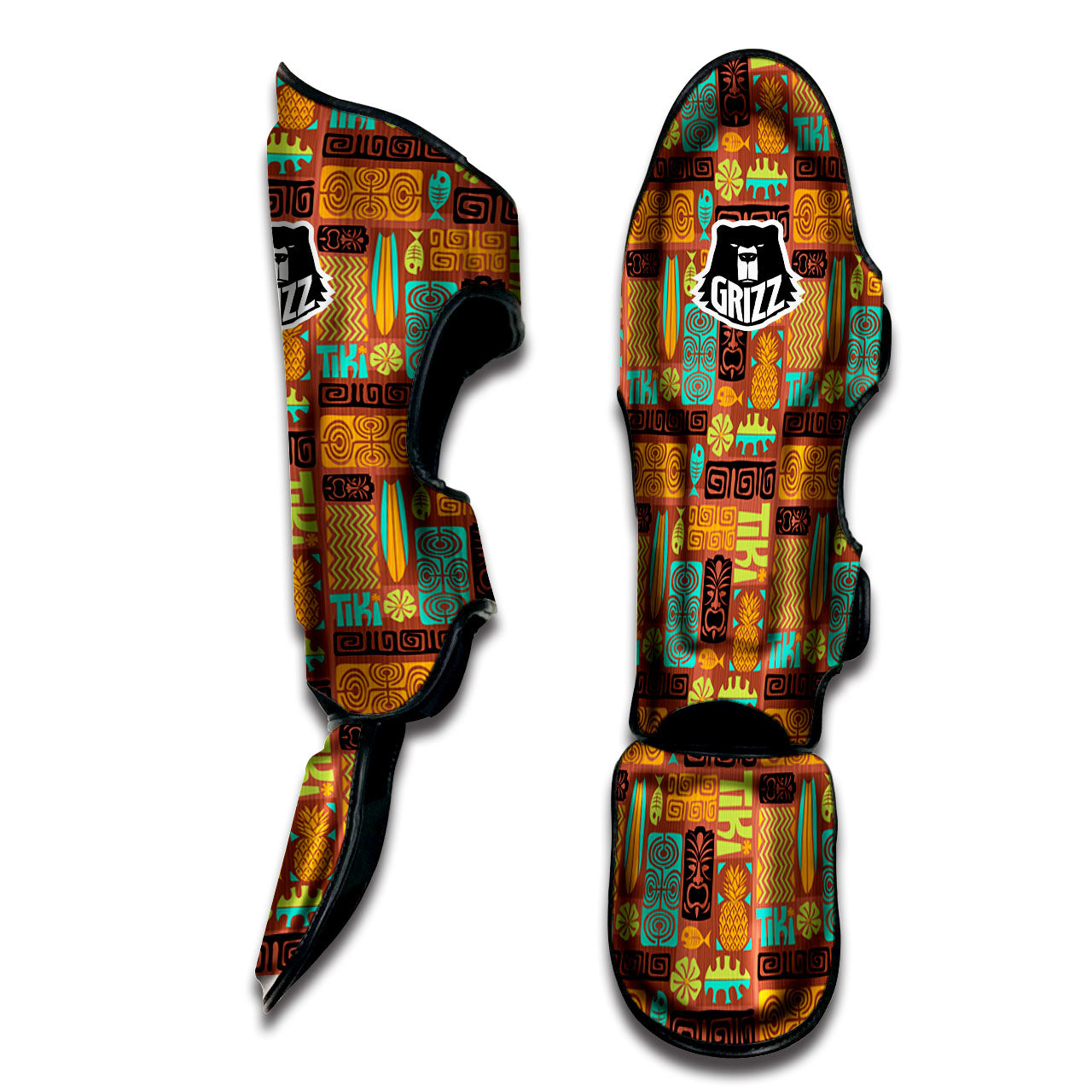 Tiki Ethnic Print Pattern Muay Thai Shin Guards-grizzshop