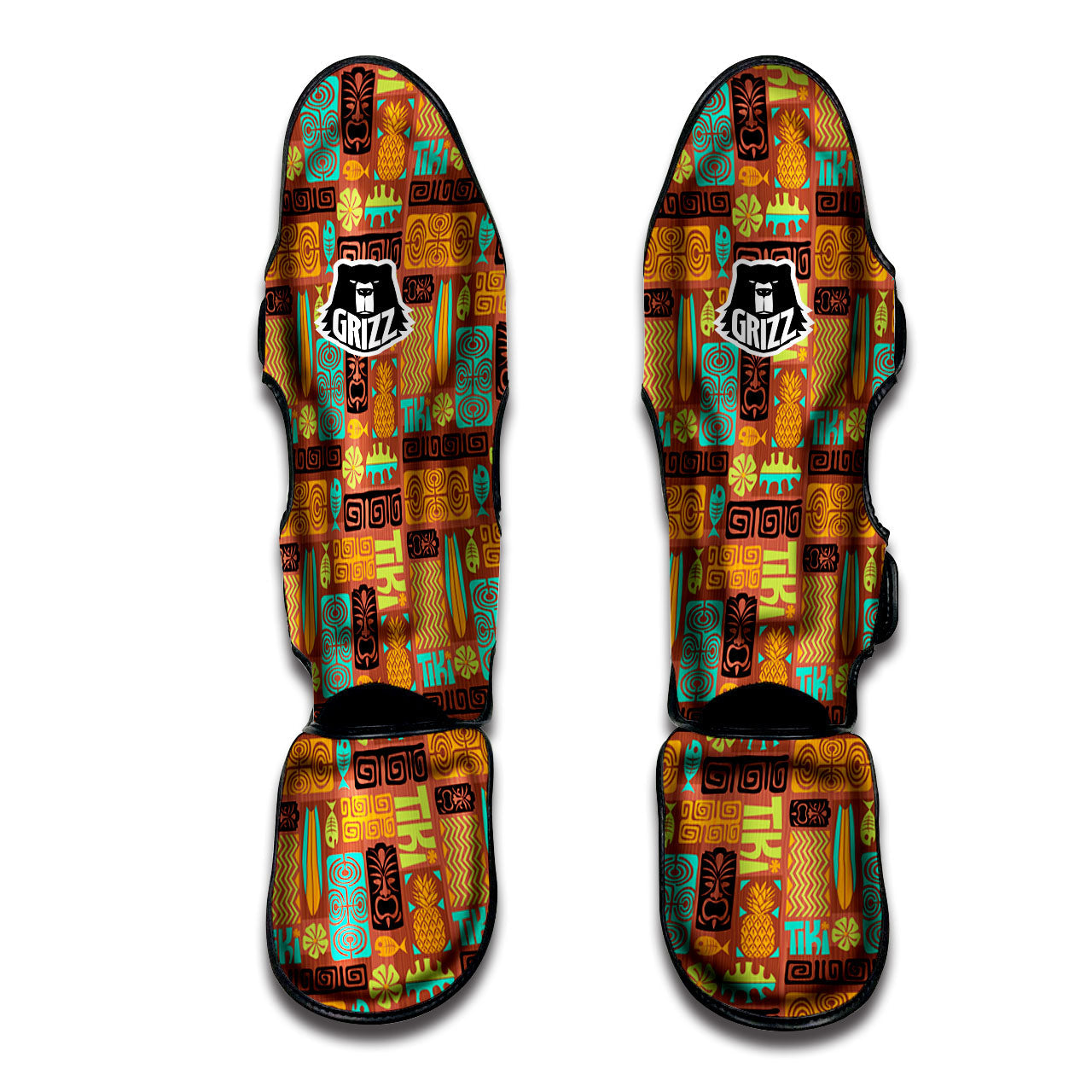 Tiki Ethnic Print Pattern Muay Thai Shin Guards-grizzshop