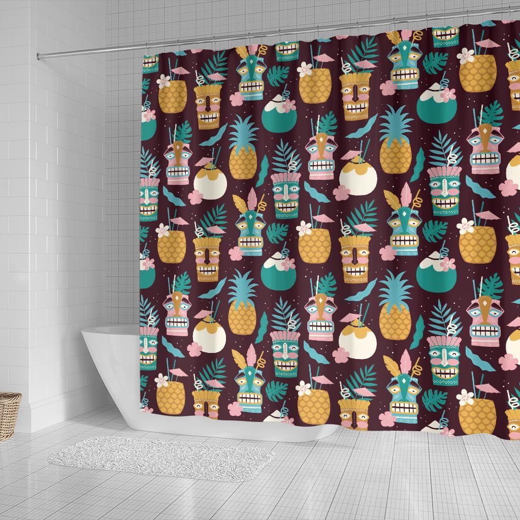 Tiki Fruit Pattern Print Bathroom Shower Curtain-grizzshop