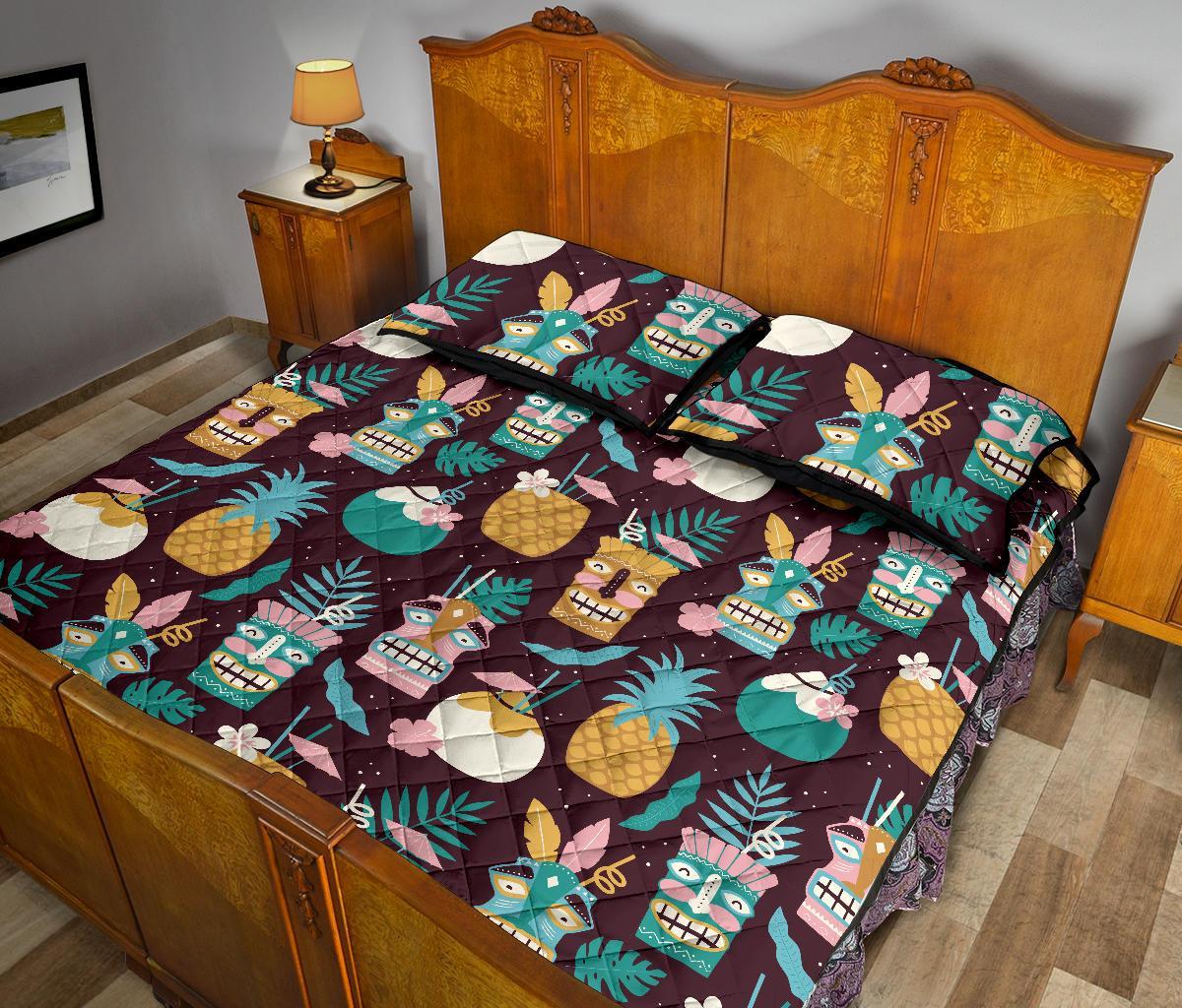 Tiki Fruit Pattern Print Bed Set Quilt-grizzshop