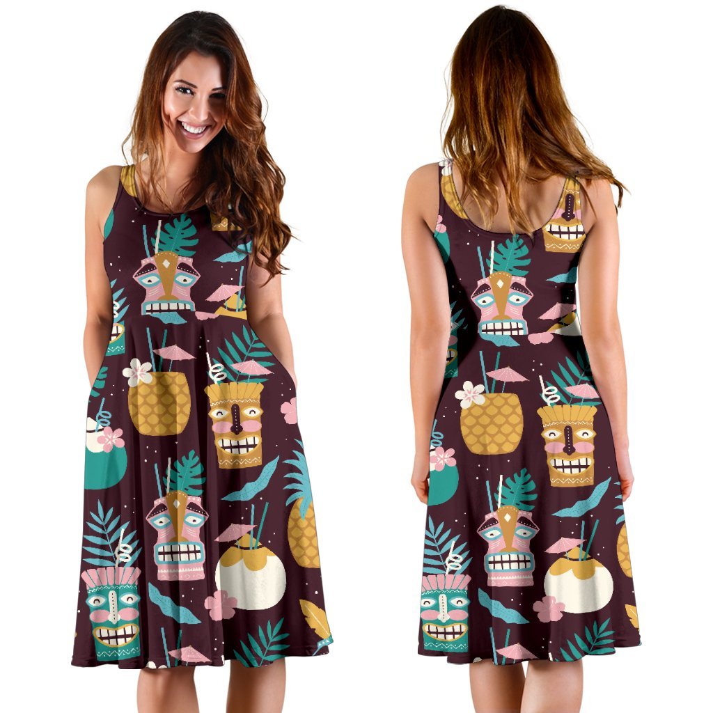 Tiki Fruit Pattern Print Dress-grizzshop