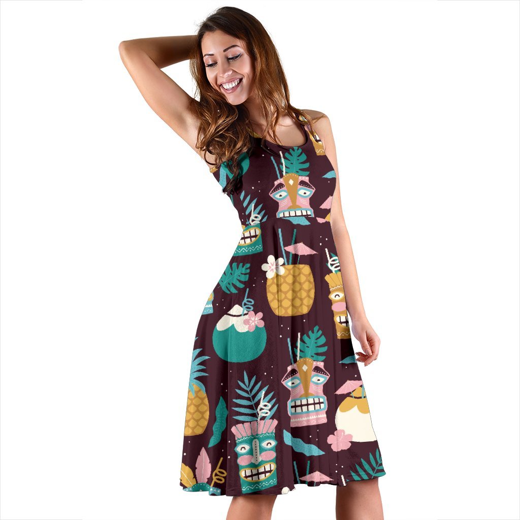 Tiki Fruit Pattern Print Dress-grizzshop