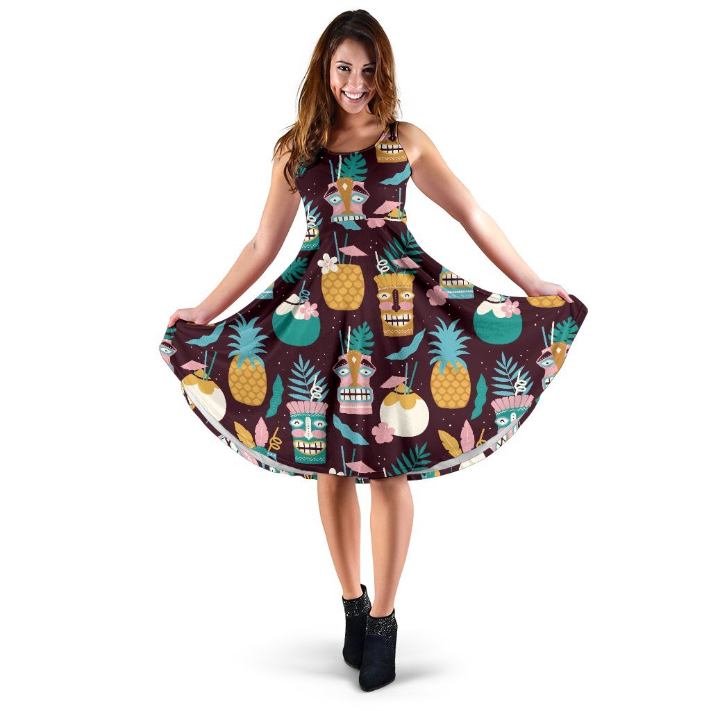 Tiki Fruit Pattern Print Dress-grizzshop