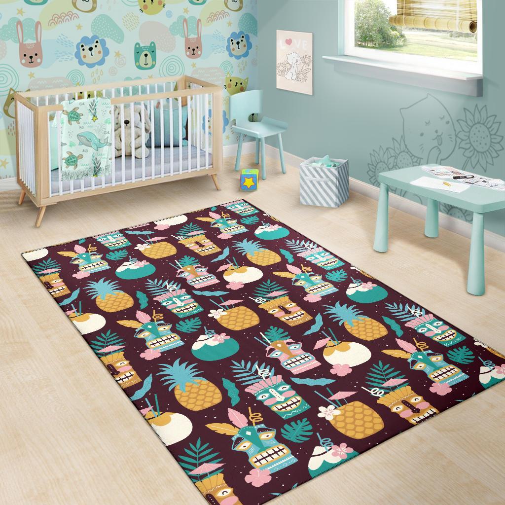 Tiki Fruit Pattern Print Floor Mat-grizzshop