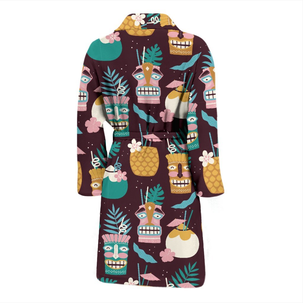 Tiki Fruit Pattern Print Men Long Robe-grizzshop
