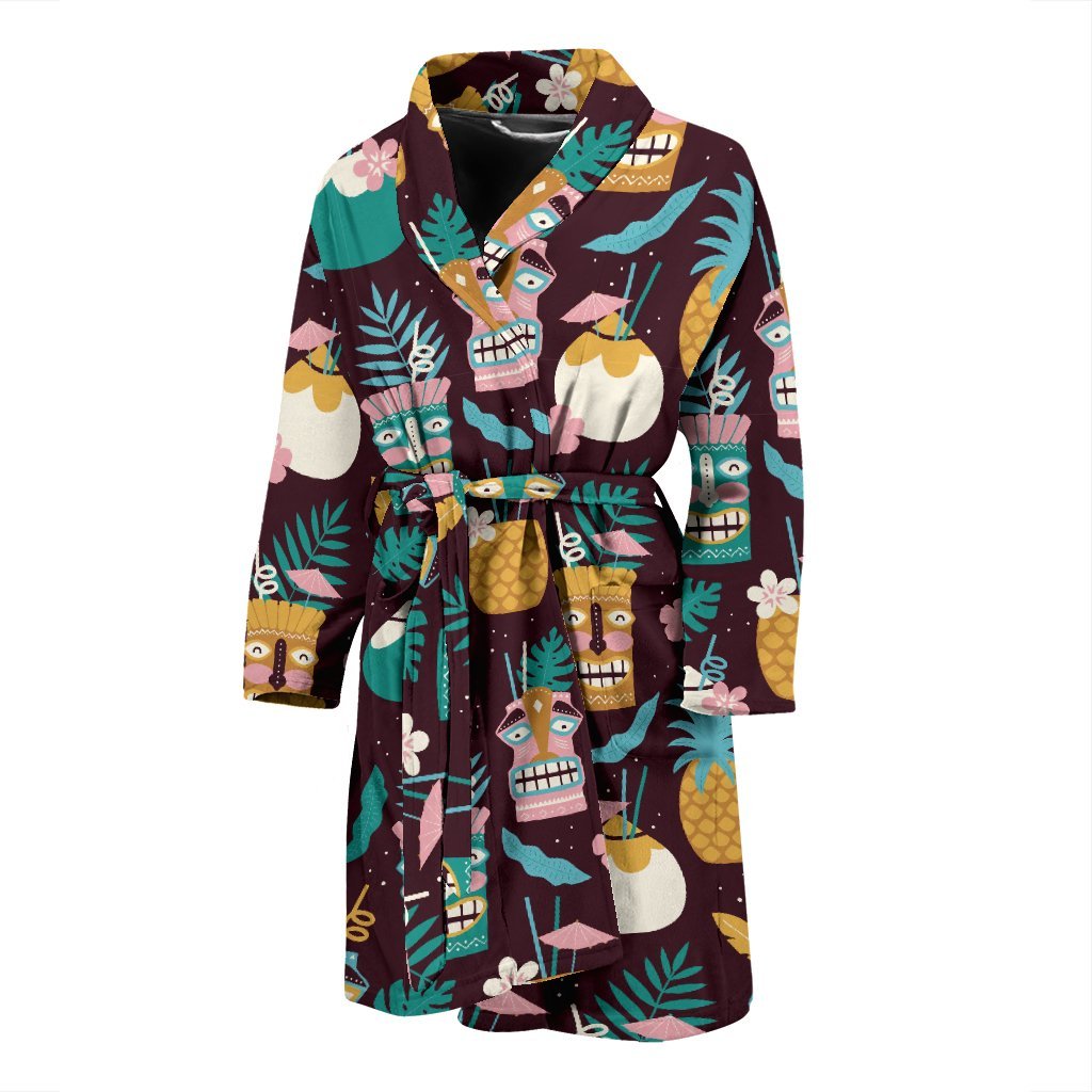 Tiki Fruit Pattern Print Men Long Robe-grizzshop