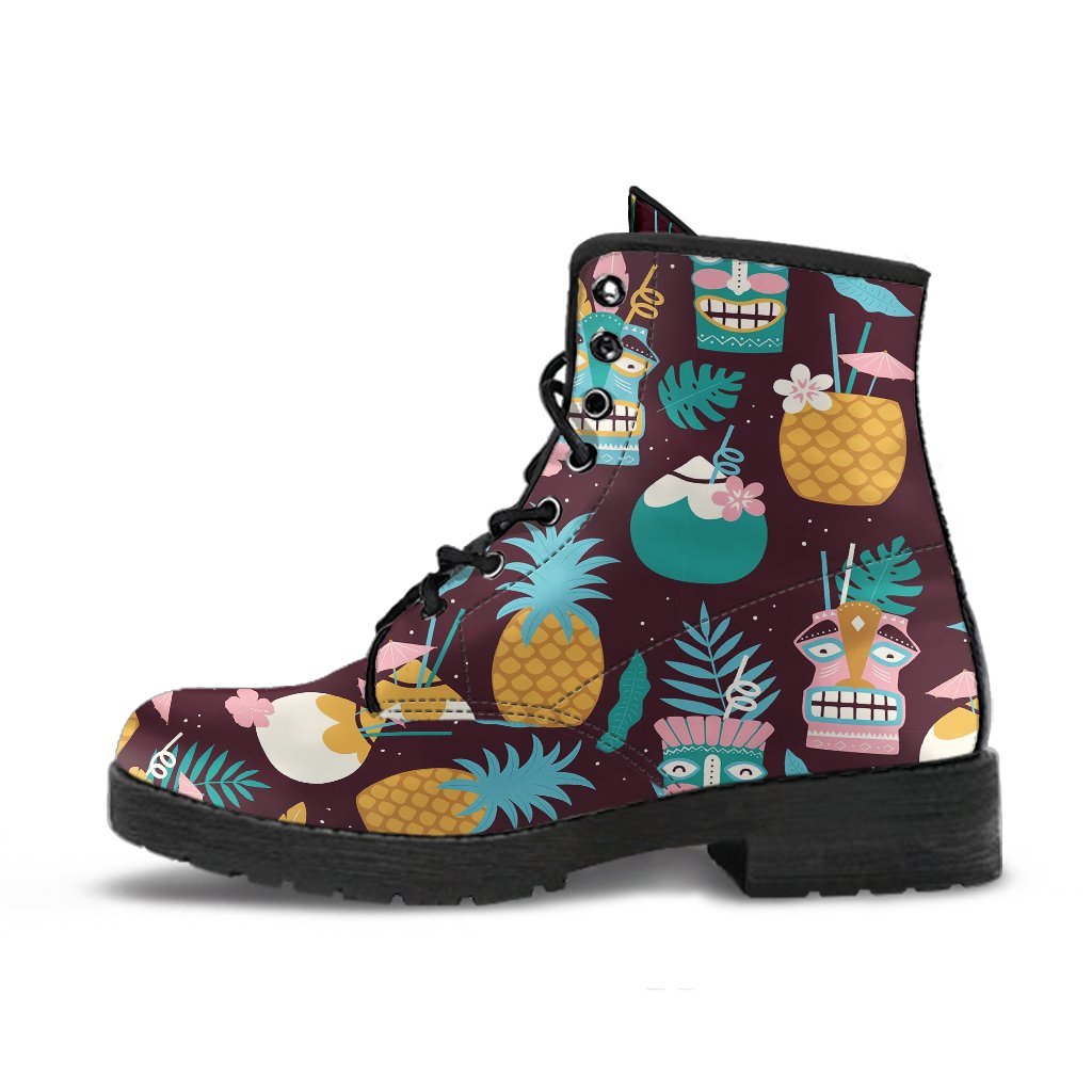 Tiki Fruit Pattern Print Men Women Leather Boots-grizzshop