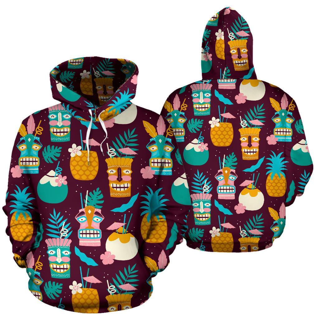 Tiki Fruit Pattern Print Men Women Pullover Hoodie-grizzshop