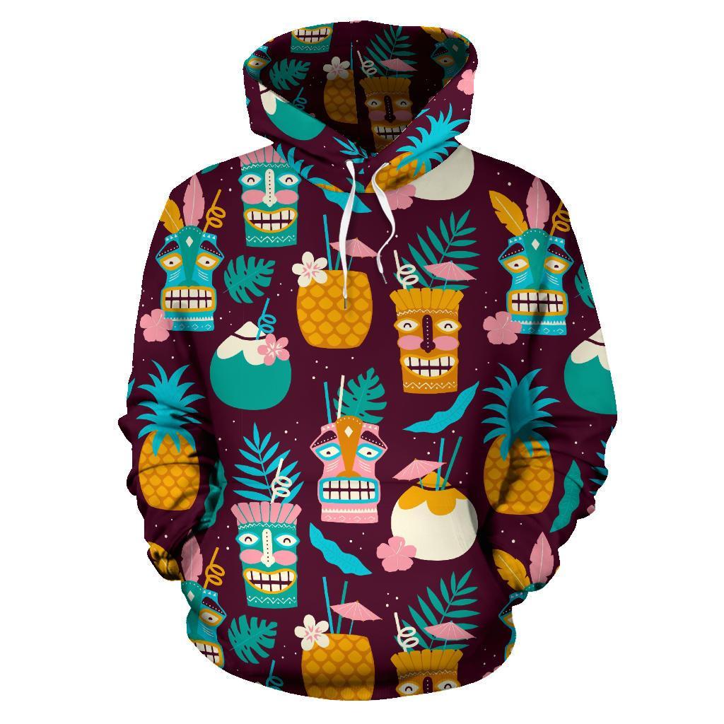 Tiki Fruit Pattern Print Men Women Pullover Hoodie-grizzshop