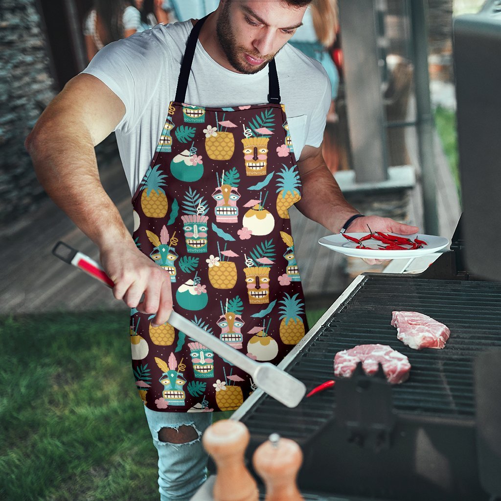 Tiki Fruit Pattern Print Men's Apron-grizzshop