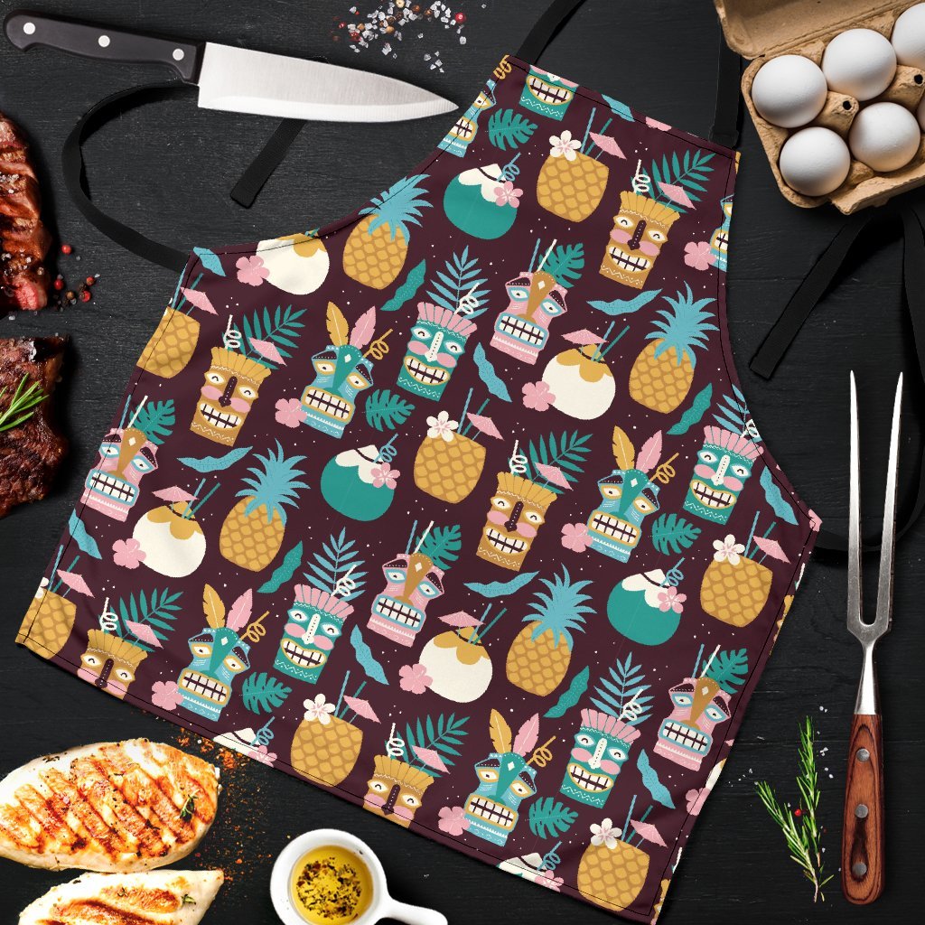 Tiki Fruit Pattern Print Men's Apron-grizzshop
