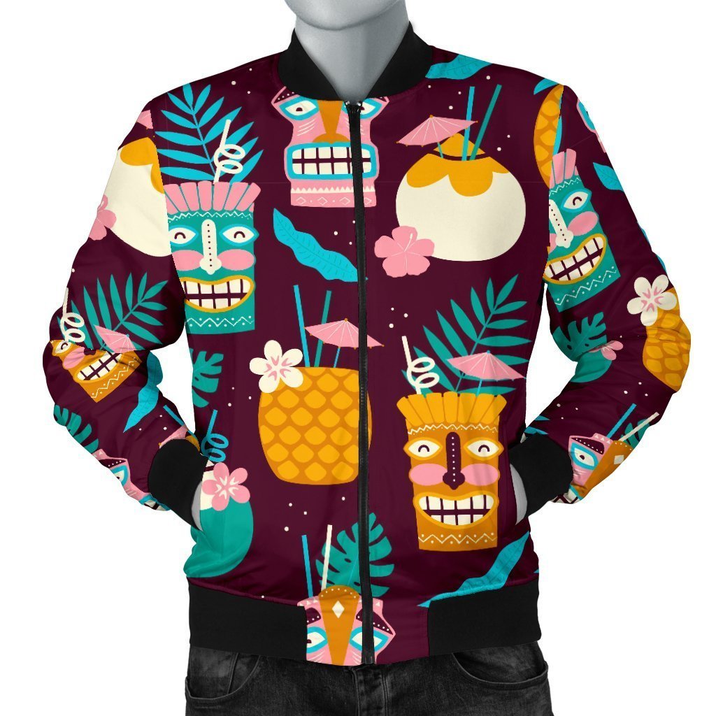 Tiki Fruit Pattern Print Men's Bomber Jacket-grizzshop