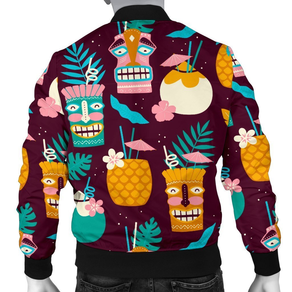 Tiki Fruit Pattern Print Men's Bomber Jacket-grizzshop