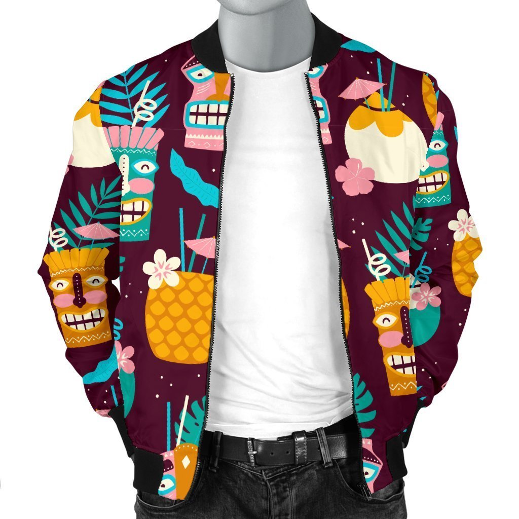 Tiki Fruit Pattern Print Men's Bomber Jacket-grizzshop