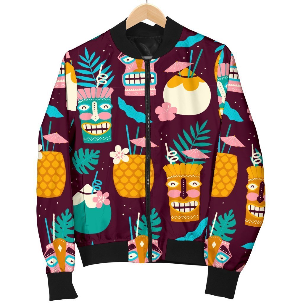 Tiki Fruit Pattern Print Men's Bomber Jacket-grizzshop