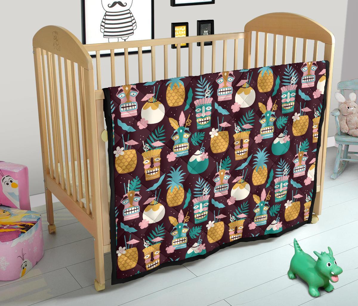 Tiki Fruit Pattern Print Quilt-grizzshop