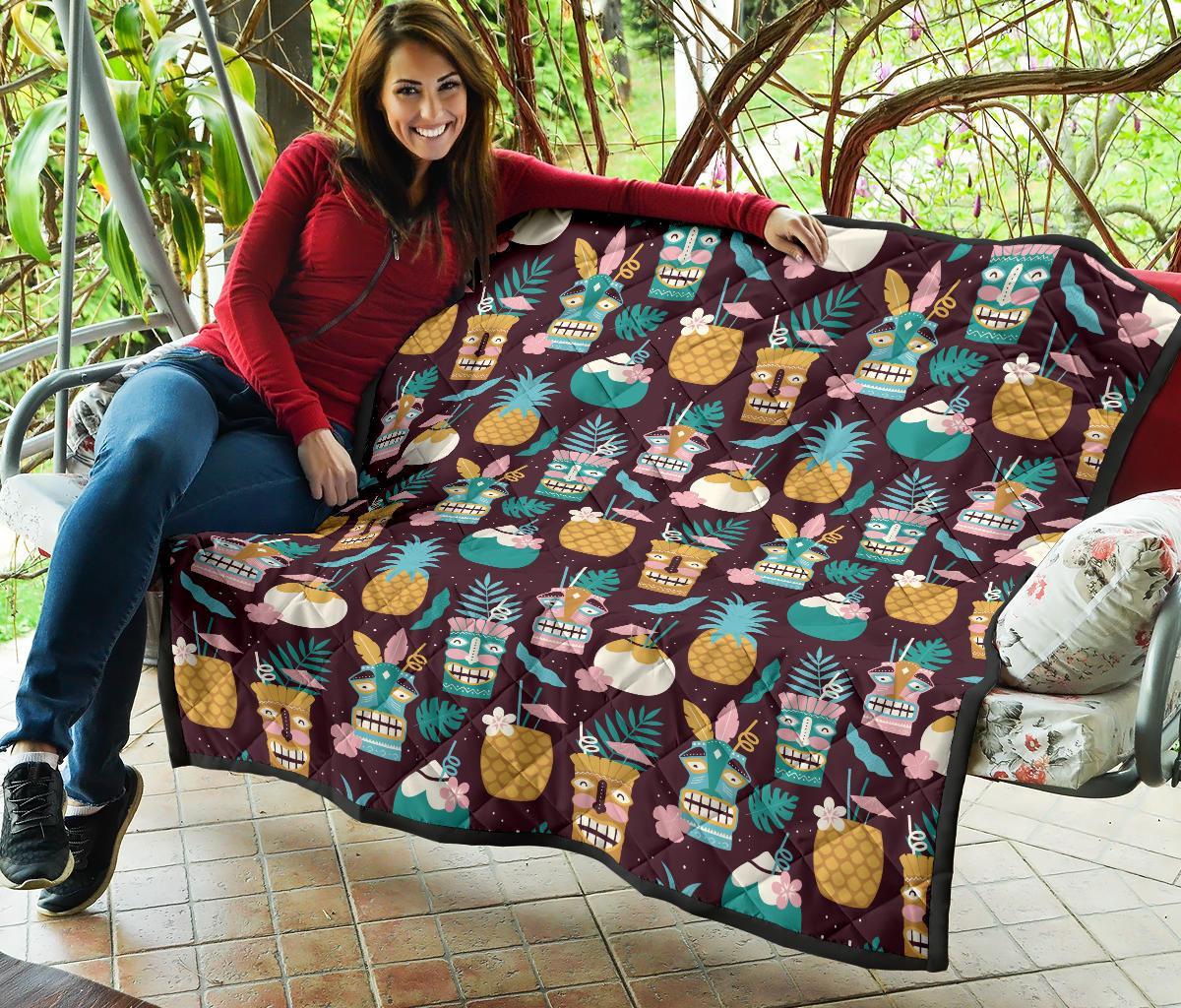 Tiki Fruit Pattern Print Quilt-grizzshop