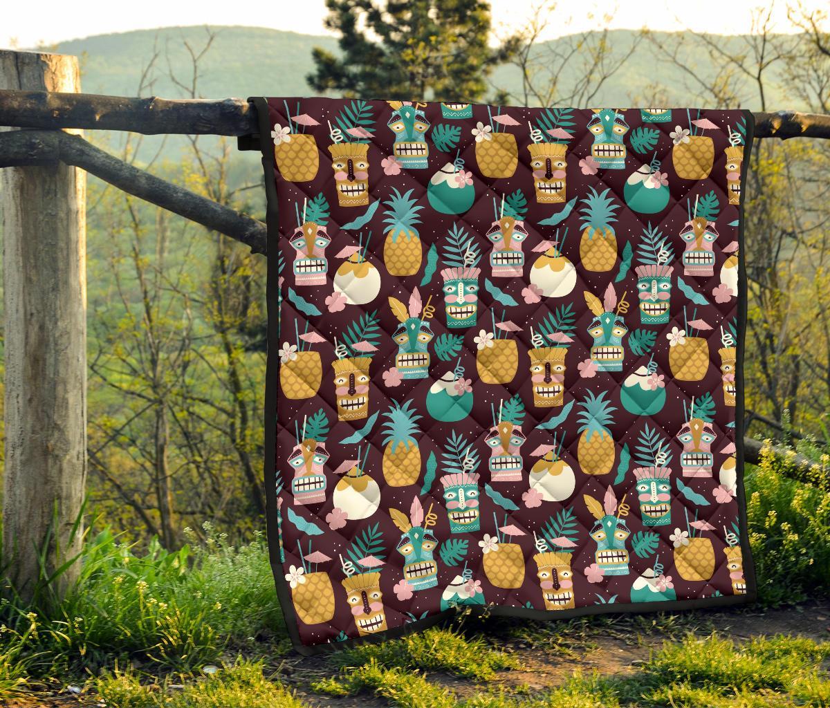 Tiki Fruit Pattern Print Quilt-grizzshop