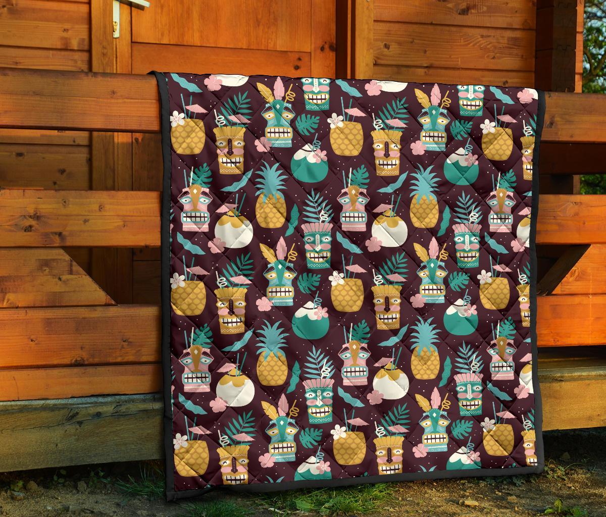 Tiki Fruit Pattern Print Quilt-grizzshop