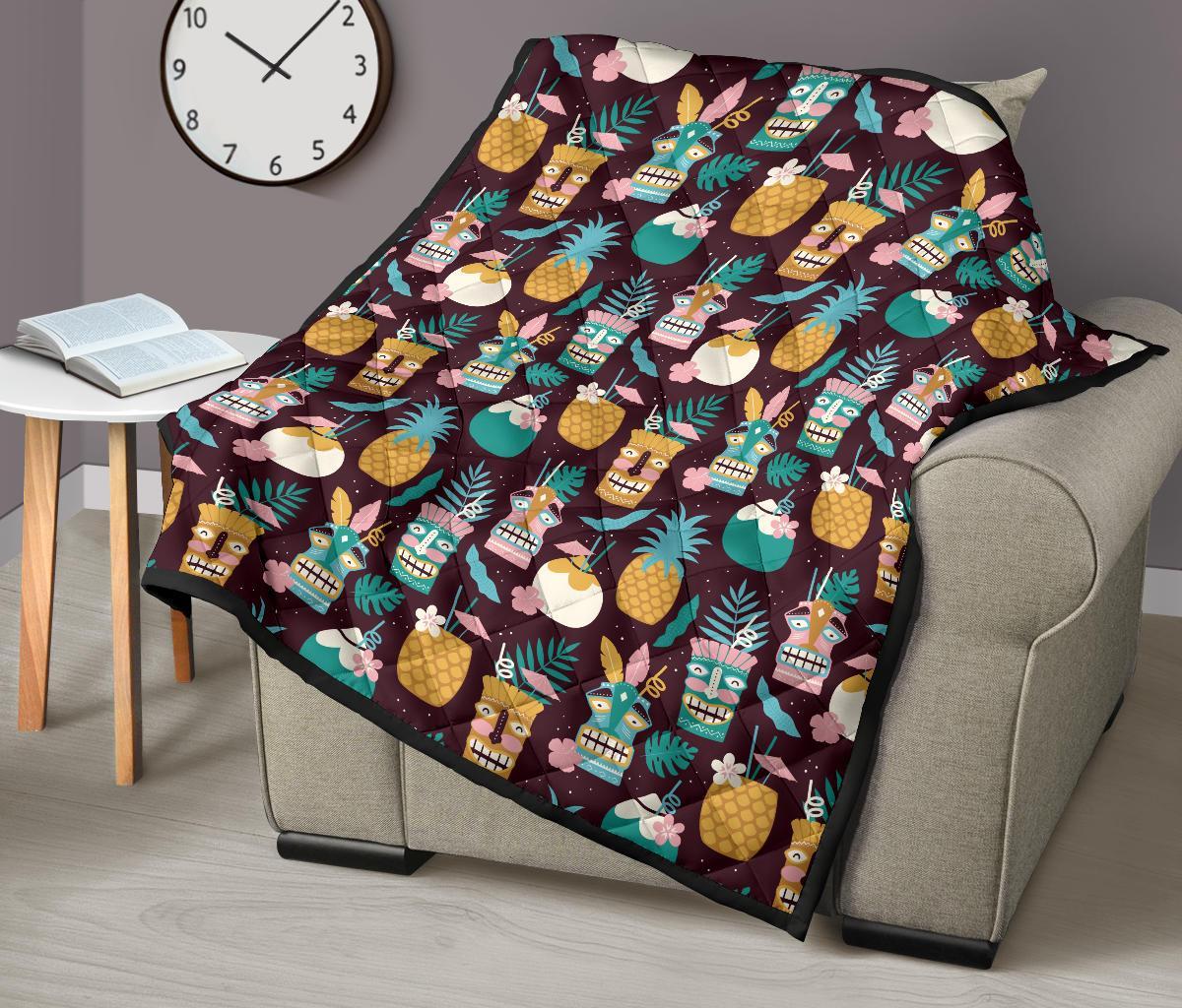 Tiki Fruit Pattern Print Quilt-grizzshop