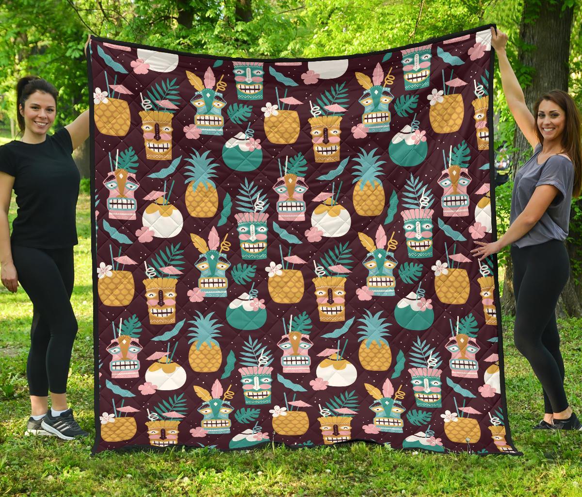 Tiki Fruit Pattern Print Quilt-grizzshop