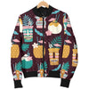 Tiki Fruit Pattern Print Women Casual Bomber Jacket-grizzshop