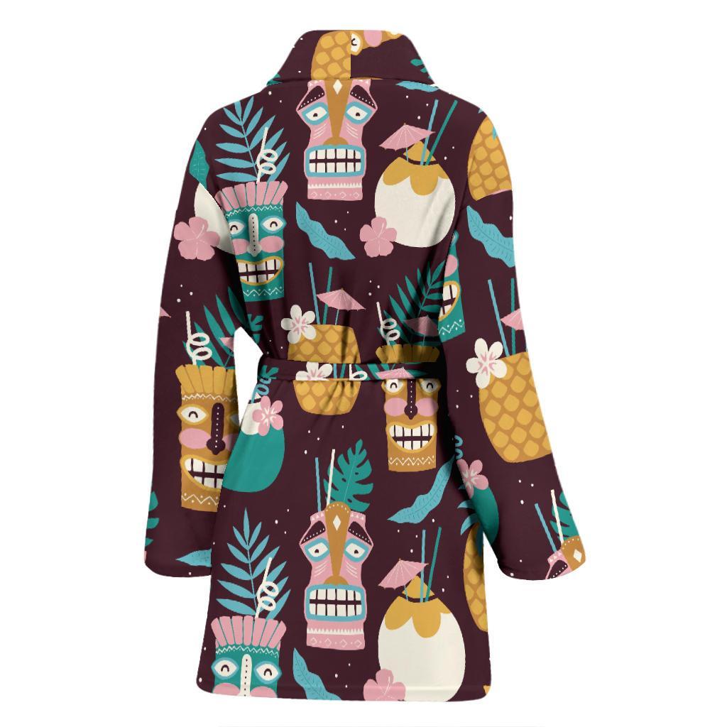 Tiki Fruit Pattern Print Women Long Robe-grizzshop