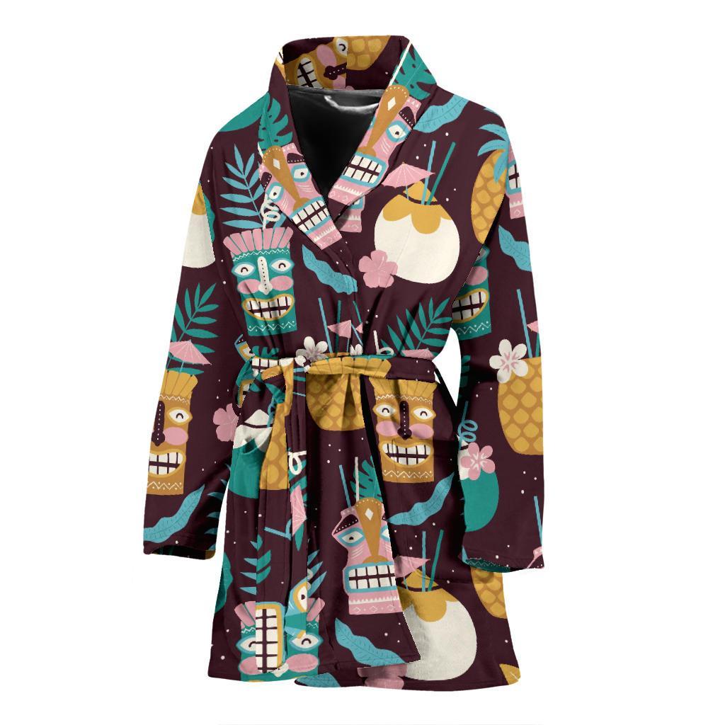 Tiki Fruit Pattern Print Women Long Robe-grizzshop