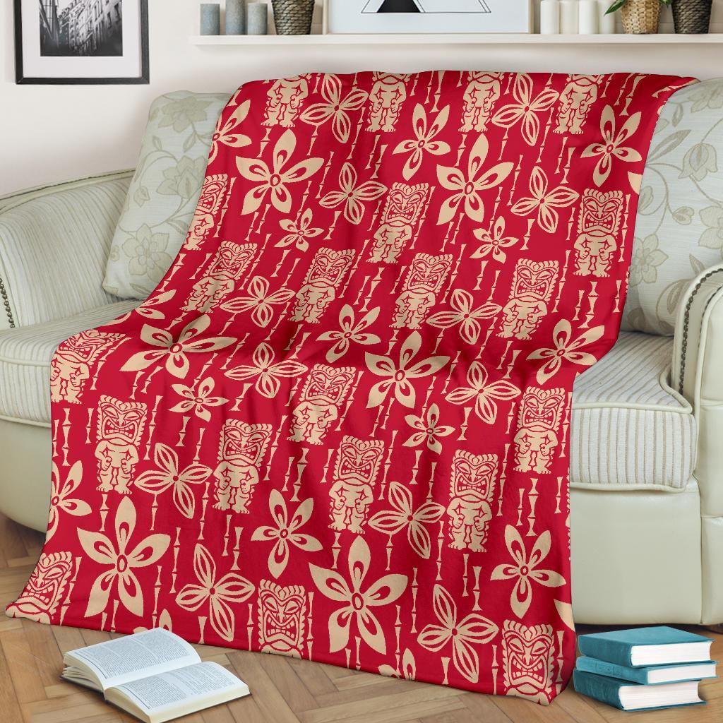 Tiki Hawaiian Pattern Print Blanket-grizzshop